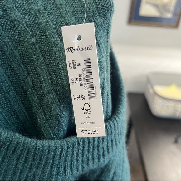 Madewell Womens Medium Green Long Sleeve Crewneck Knit Pullover Sweater f - Picture 4 of 6